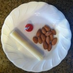 String cheese with a few almonds